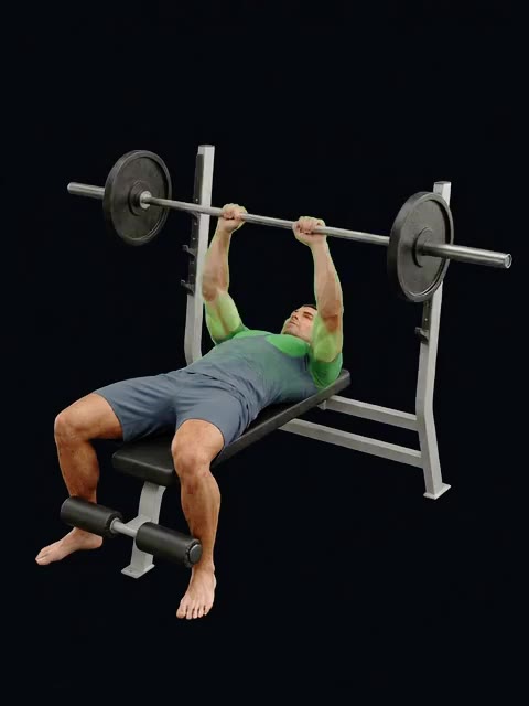 Close-Grip Barbell Bench Press (close, narrow) — full movement