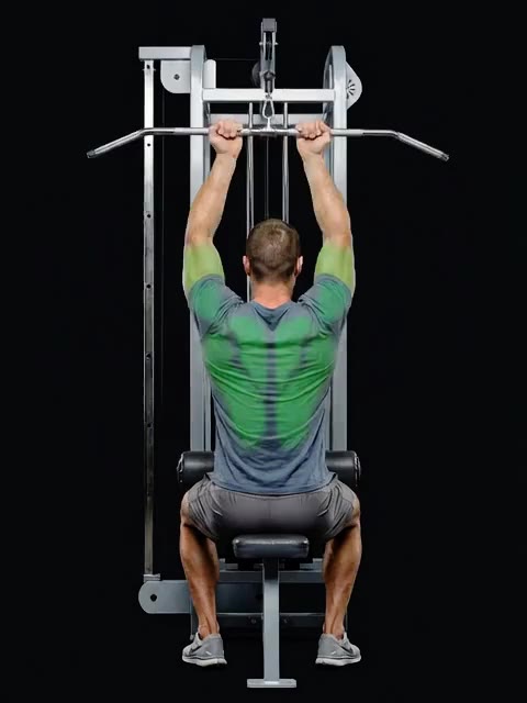 Close-Grip Front Lat Pulldown (front, close, supinated) — full movement
