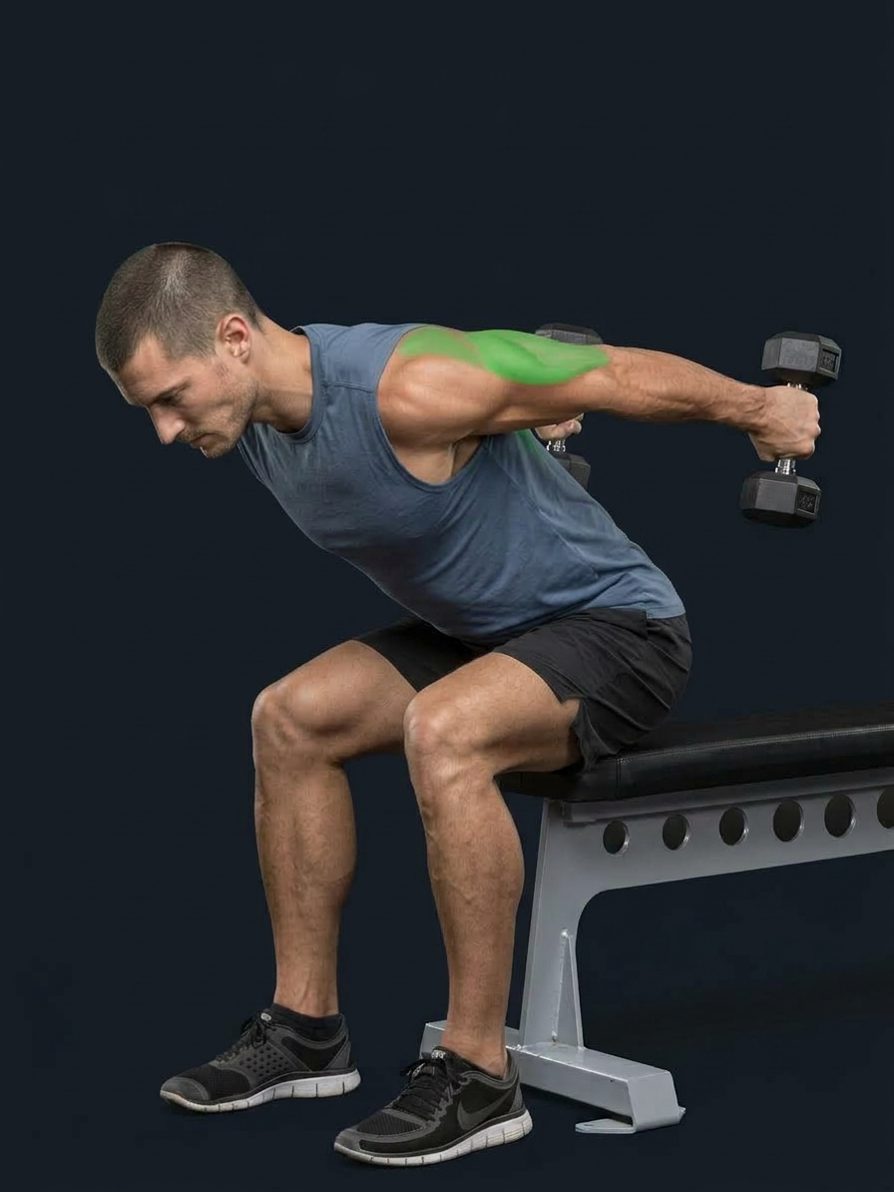 Seated Bent-Over Two-Arm Dumbbell Triceps Extension