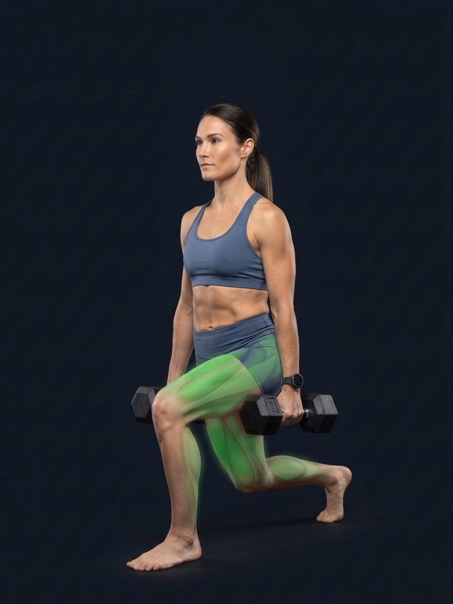 Split squat con manubri