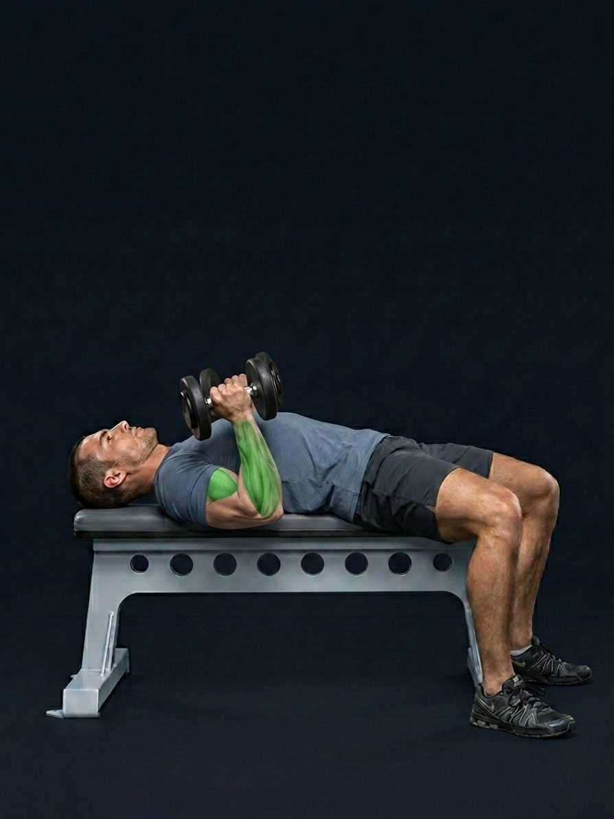 Lying Supine Dumbbell Curl
