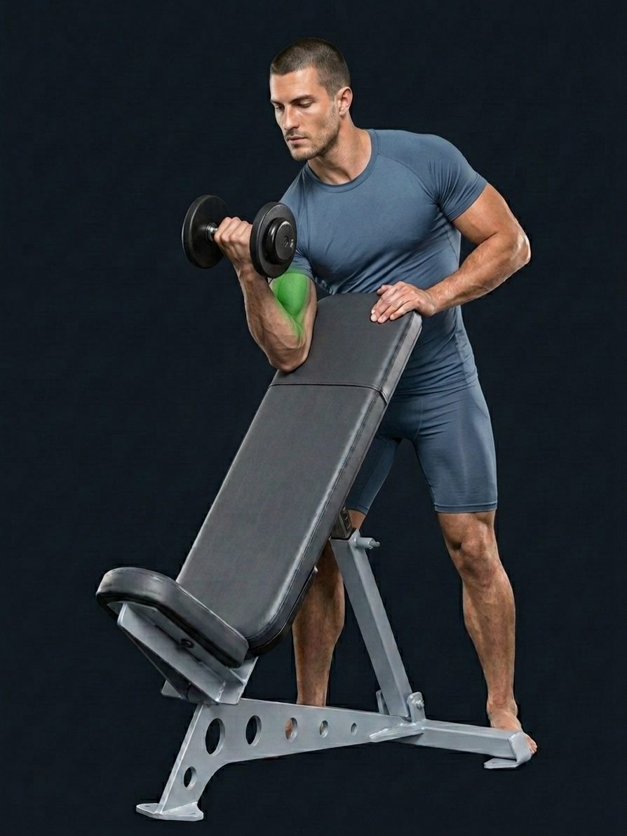 Standing One-Arm Incline Dumbbell Curl
