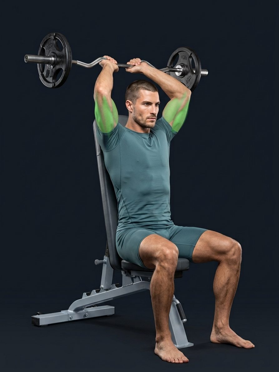 Seated Overhead EZ-Bar Triceps Extension