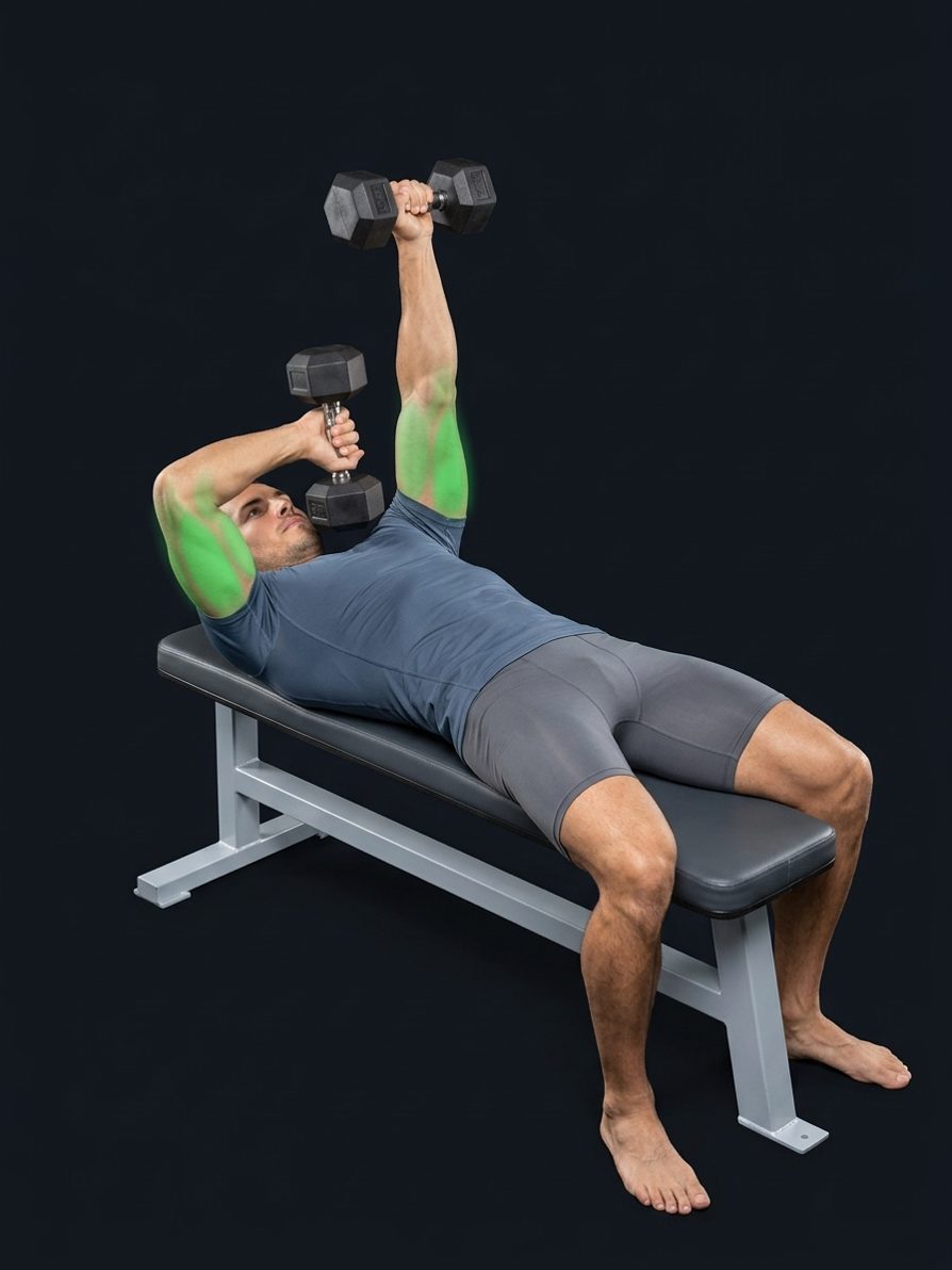 Lying Dumbbell Triceps Extension Across Face