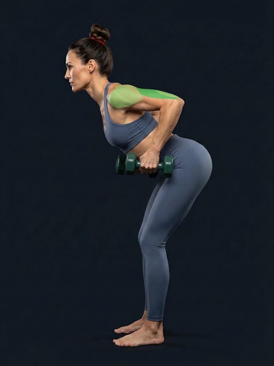 Dumbbell Row to Triceps Kickback