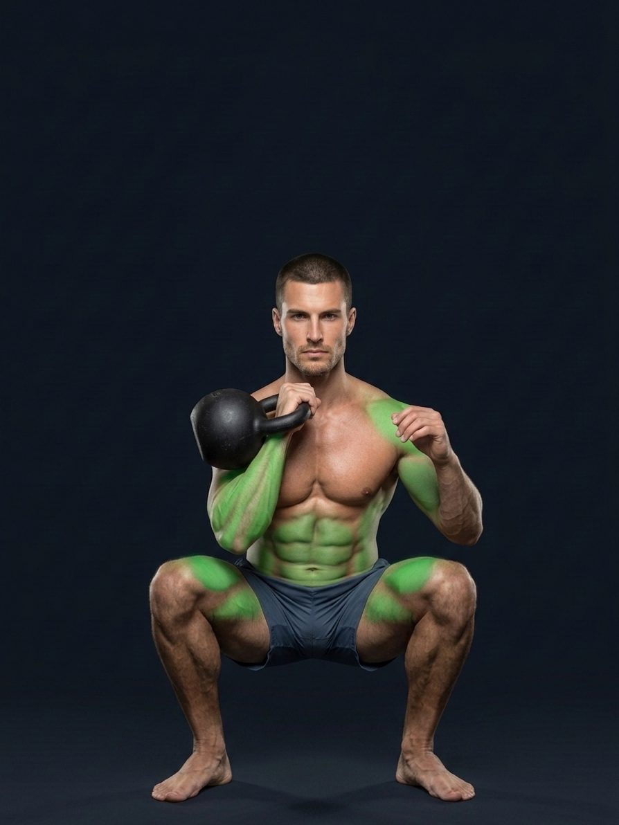 Squat frontale con kettlebell a un braccio