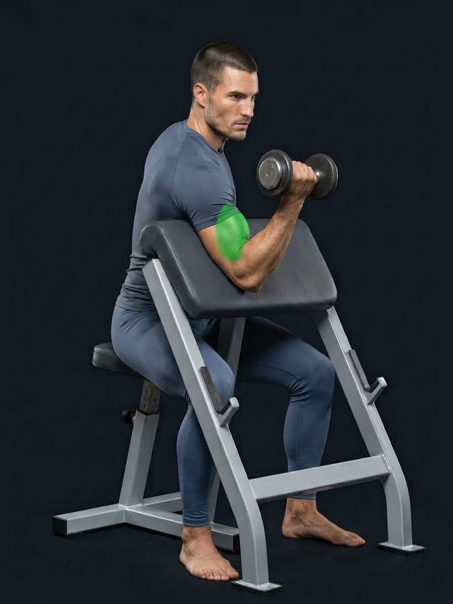 Externally Rotated Dumbbell Preacher Curl