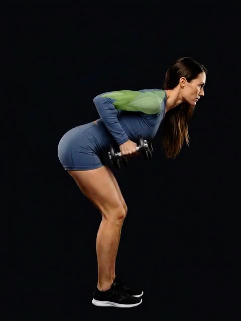 Standing Bent-Over Two-Arm Dumbbell Triceps Extension — full movement