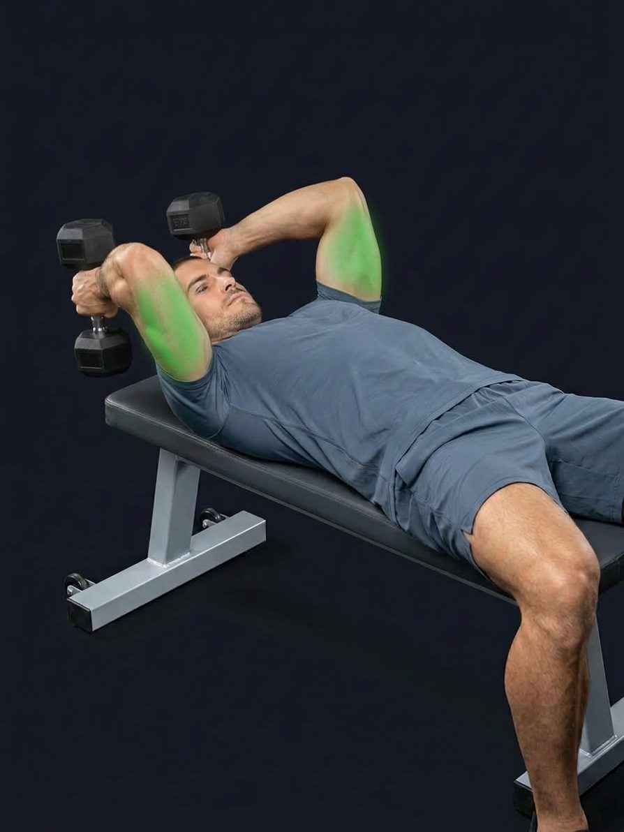 Lying Two-Arm Dumbbell Triceps Extension