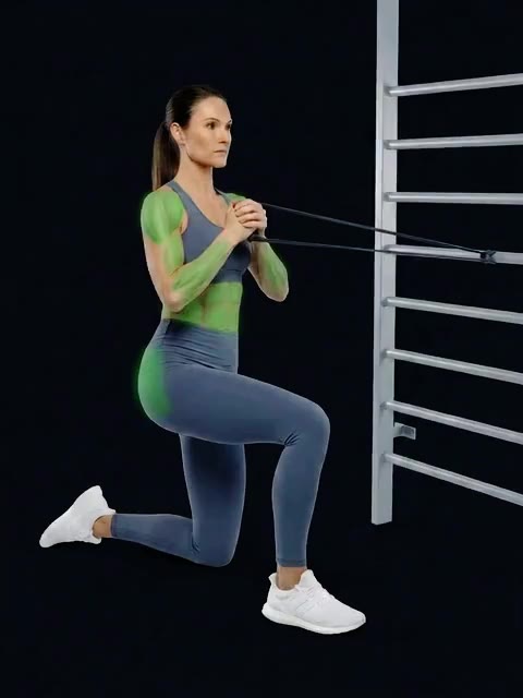 Half-Kneeling Band Pallof Press With Rotation — full movement