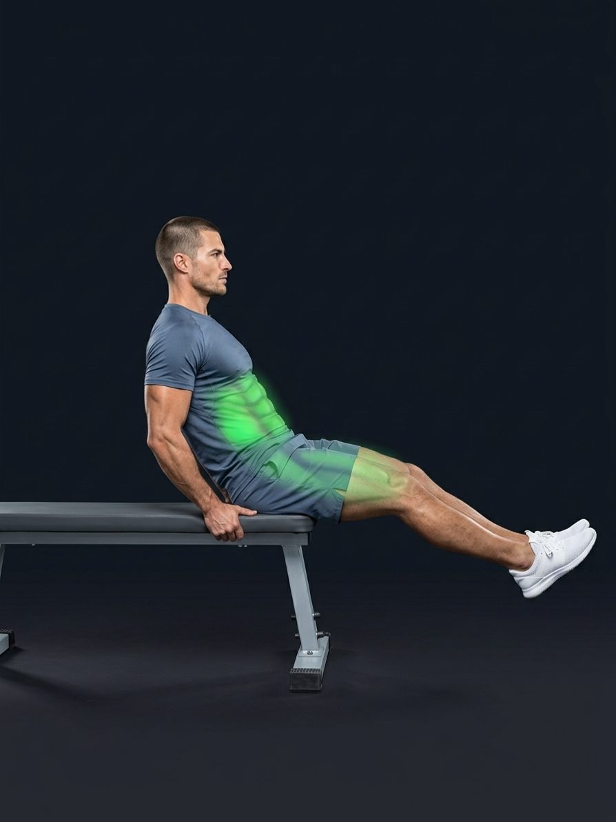 Crunch V-sit alla panca